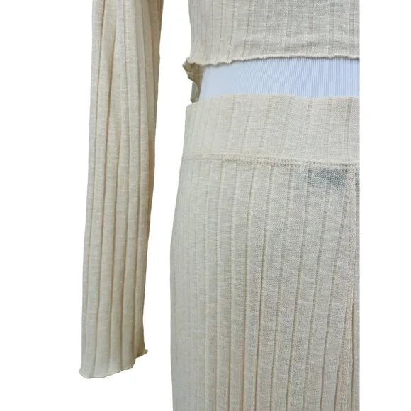 NWOT Free People Knit Co-Ord Top Maxi Skirt Set | Coastal Soft Girl Minimalist L - Picture 12 of 16